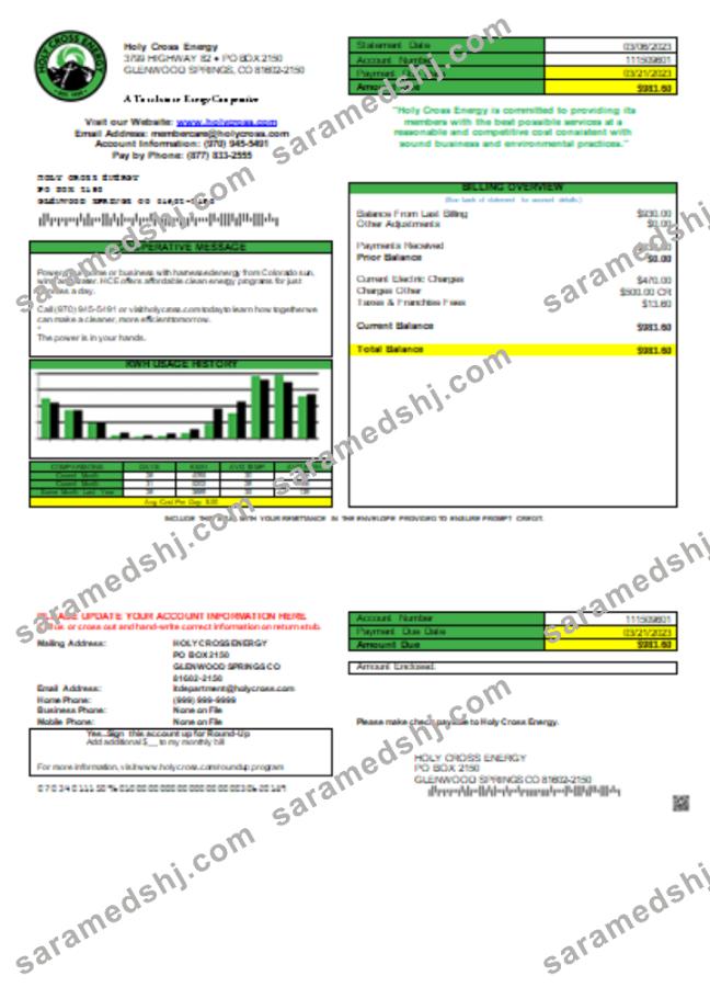 Holy Cross Energy utility business bill,GO